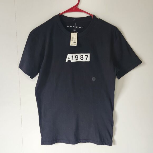 NEW Aéropostale A1987 Men’s Graphic T-Shirt Tee Black XS NWT AERO Classic Logo - Picture 1 of 5